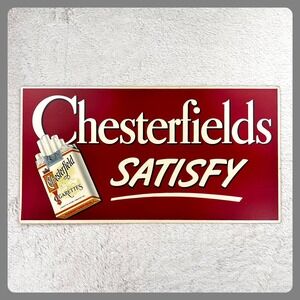 1950s Chesterfield Cigarettes‎ Sign Advertising Thin Cardboard Satisfy Tobacco